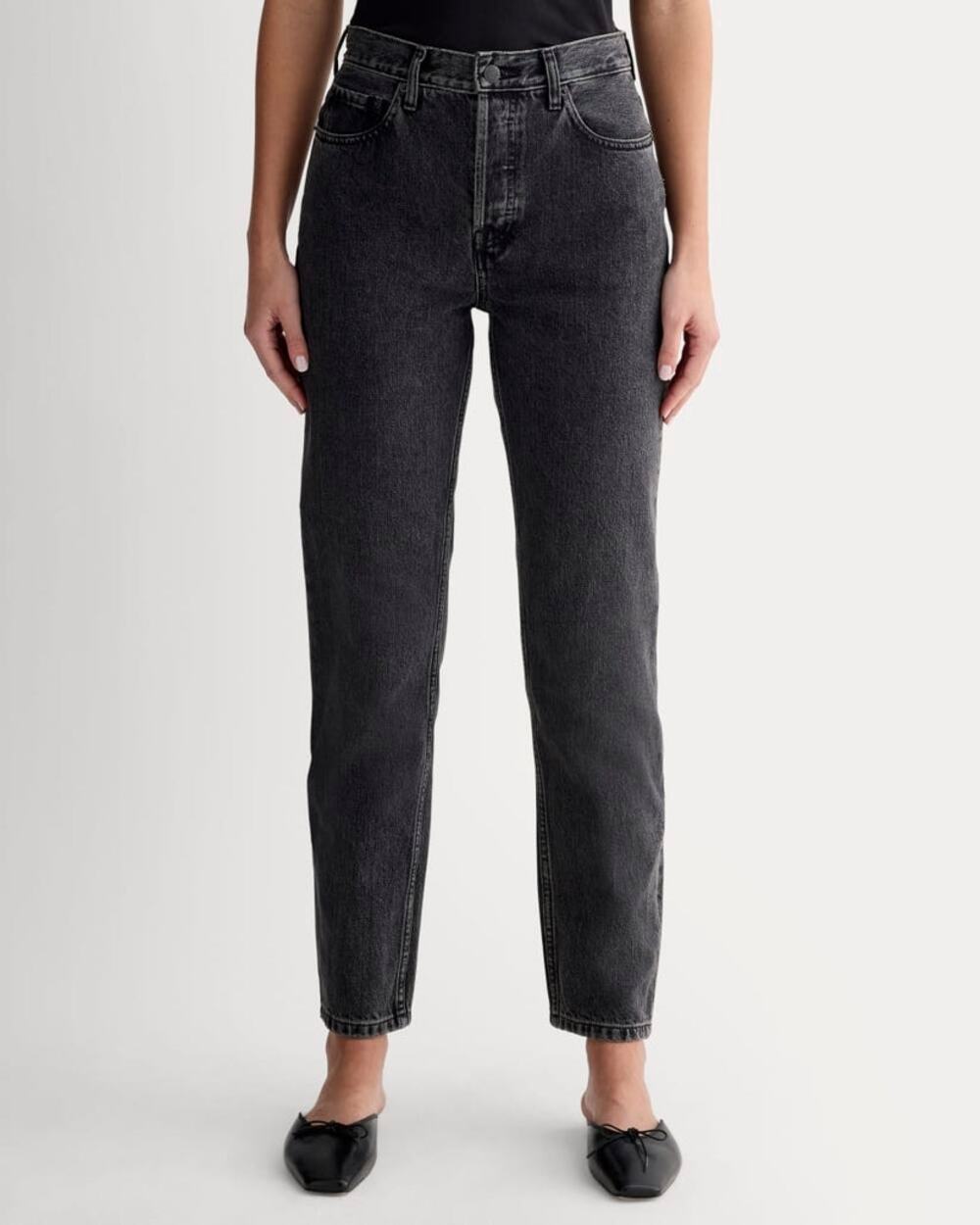 Everlane The 90s Cheeky Jean 25 Reg Washed Black Button Fly Organic Cotton